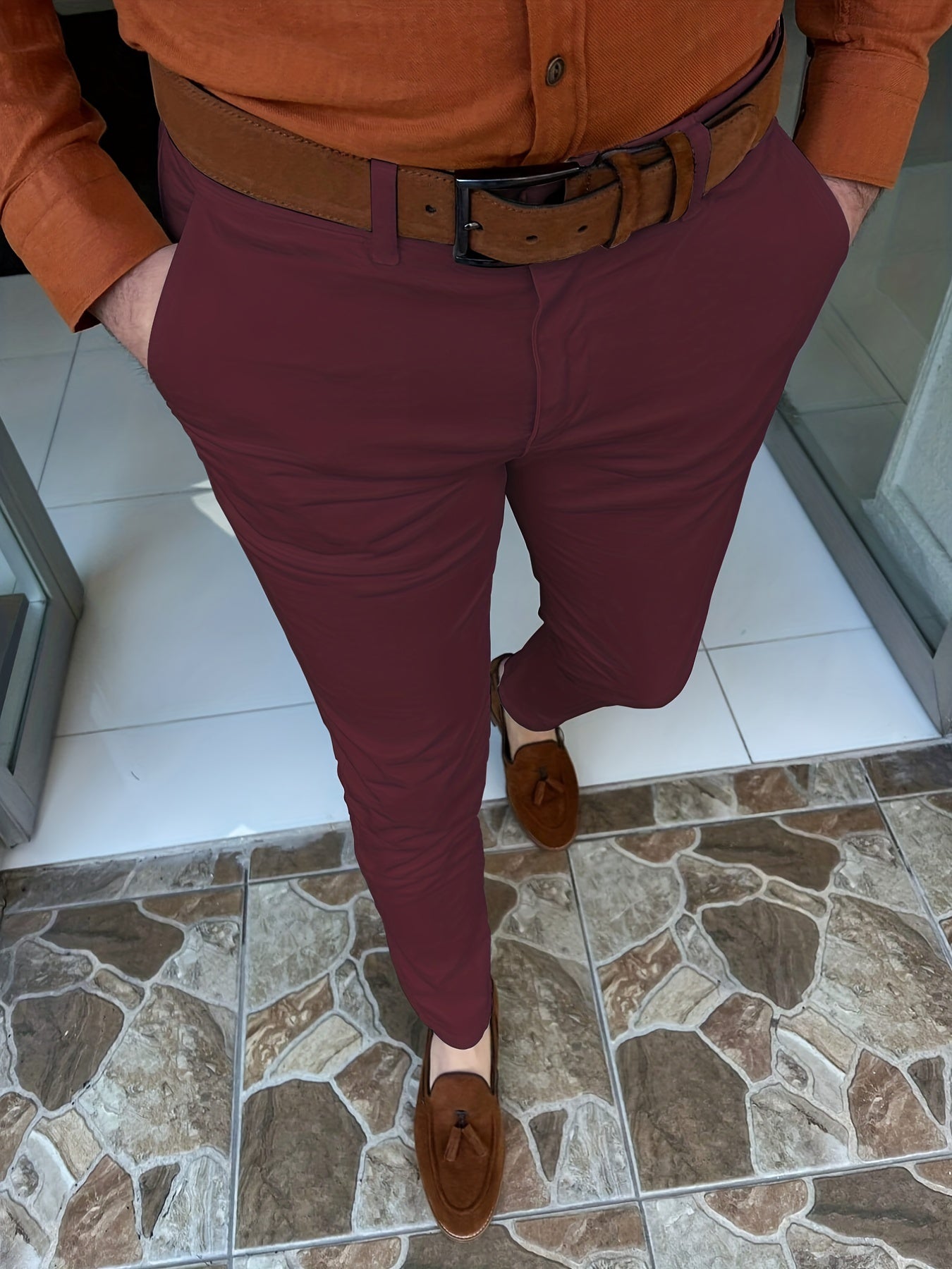 Vintage Style Stretch Dress Pants for Men