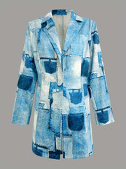 Patchwork Graphic Print Blazer Women's Outerwear