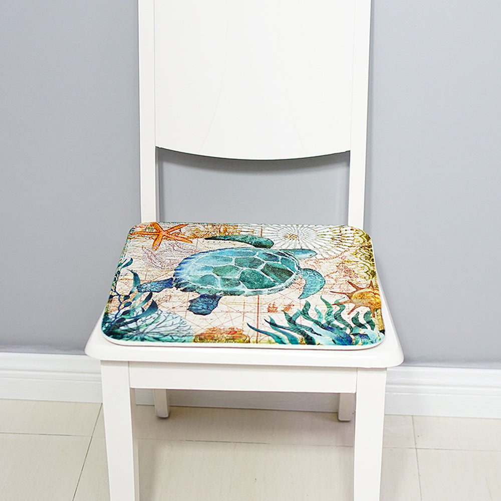 Soft Flannel Sea Turtle Octopus Print Chair Cushion