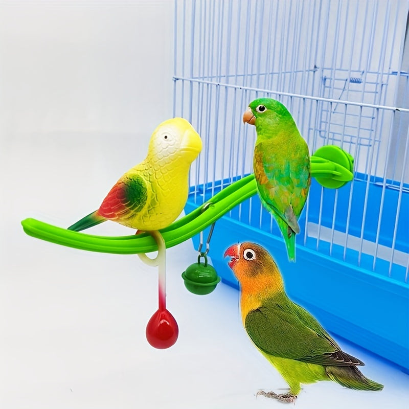 Parrot Toy Standing Pole Companionship Dummy Bird Bells Chewing Relaxing
