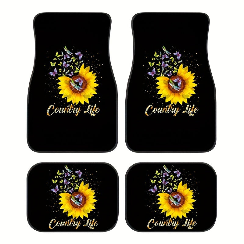 Sunflower & Butterfly Car Seat Covers Set Front & Rear Seat Mats Car Interior