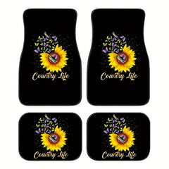 Sunflower & Butterfly Car Seat Covers Set Front & Rear Seat Mats Car Interior