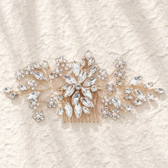 Bridal Flower Hair Comb Faux Pearl Leaf Shape Wedding Hair Accessories