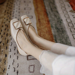 Women's Lightweight Slip-On Loafers Soft Sole Metal Buckle Decor