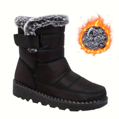 Women's Winter Snow Boots Waterproof Hook & Loop Comfort Mid Calf Booties