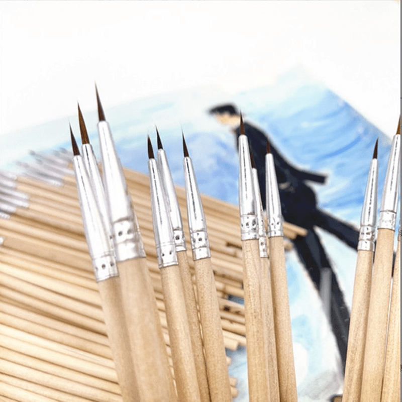10pcs Ultra Fine Nylon Line Drawing Pens with Wooden Handles