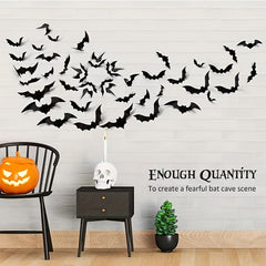 90pcs Halloween 3D Bat Sticker Decorative Party Decoration Sticker