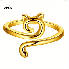 2pcs Adjustable Crochet Thread Ring Kitten Ring Knitting Tool for Jewelry