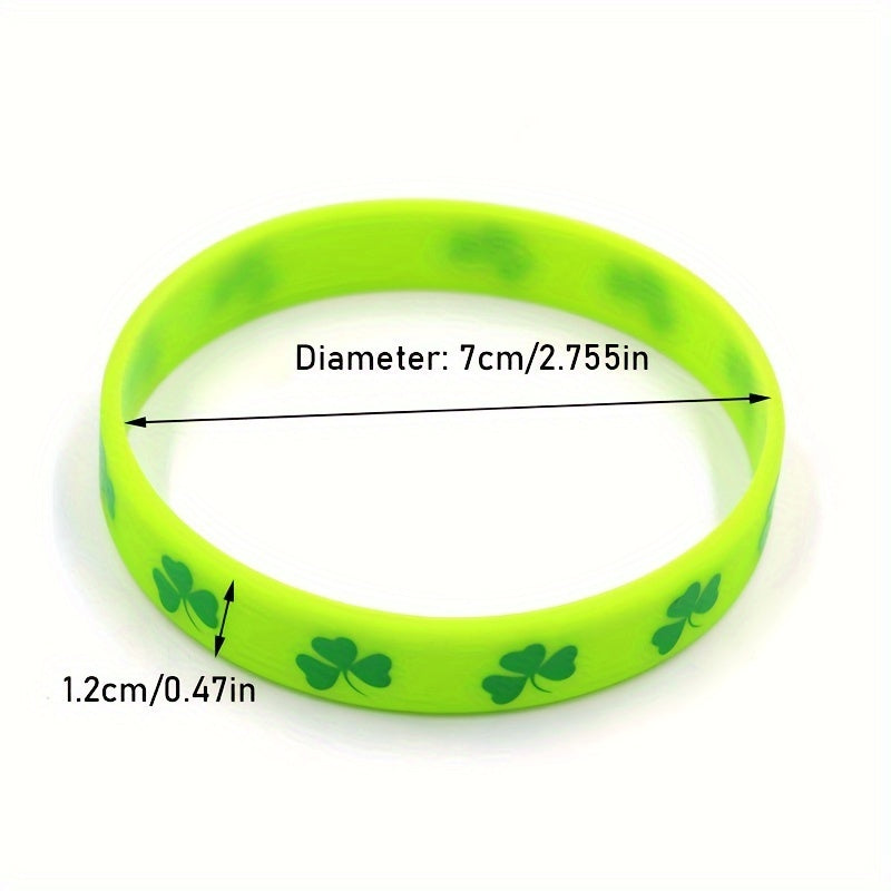 St. Patrick's Rubber Bracelet - Letters & Shamrock Graphics - Lucky Wristband