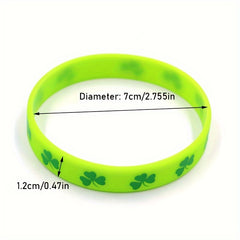 St. Patrick's Rubber Bracelet - Letters & Shamrock Graphics - Lucky Wristband