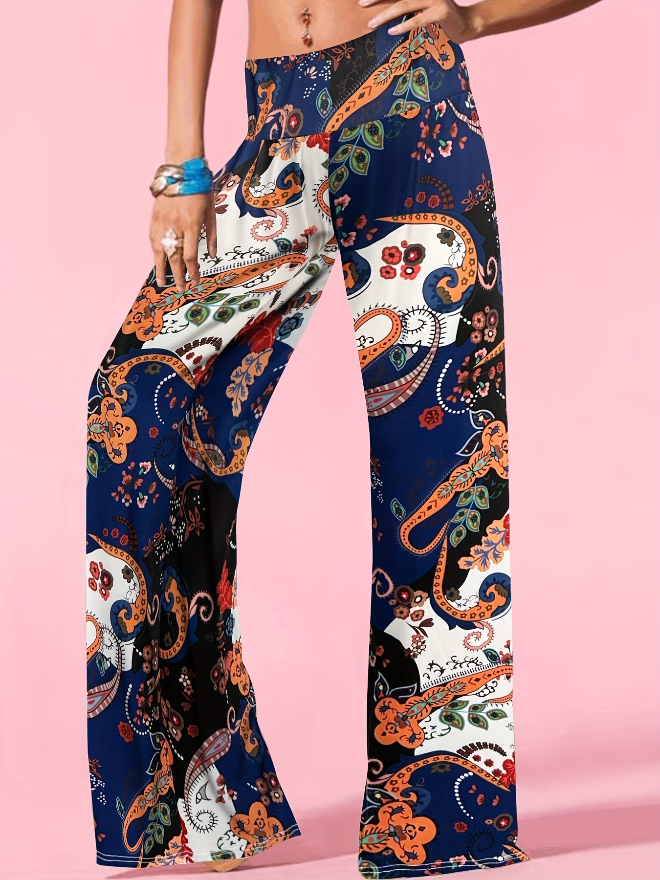 Boho Paisley Wide Leg Palazzo Pants