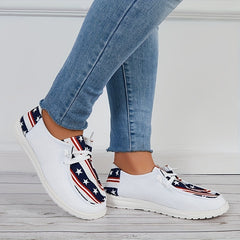 Women's American Flag Canvas Shoes Lightweight Outdoor Flats