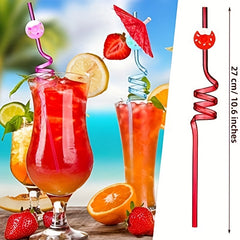 4pcs Donut Straws Reusable Plastic Straws for Kids' Donut Party Decorations