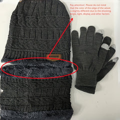 3pcs Winter Knit Beanie Scarf Gloves Set for Men Women