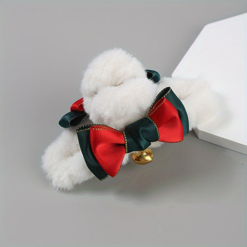 Christmas Plush Hair Clip Bell Bow Cherry Decor Knit Hair Clips Girls