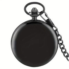 Smooth Case Roman Numerals Dial Quartz Pocket Watch Fob Pendant Chain