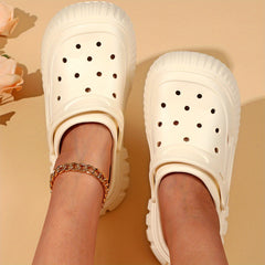 Women's Hollow Out Slip On Sandals Round Toe Solid Slides