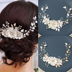 Silver Pearl Flower Bridal Hair Comb Wedding Hair Accessories