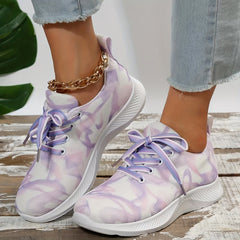 Women's Ink Print Running Shoes Breathable Lace Up Sneakers