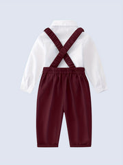 Baby Gentleman Suit 2pcs Long Sleeved Shirt and Overalls Pants