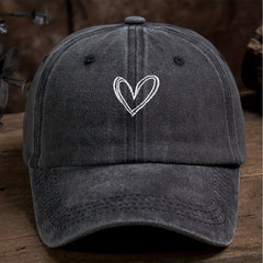 Heart Embroidery Baseball Cap Distressed Dad Hats Adjustable