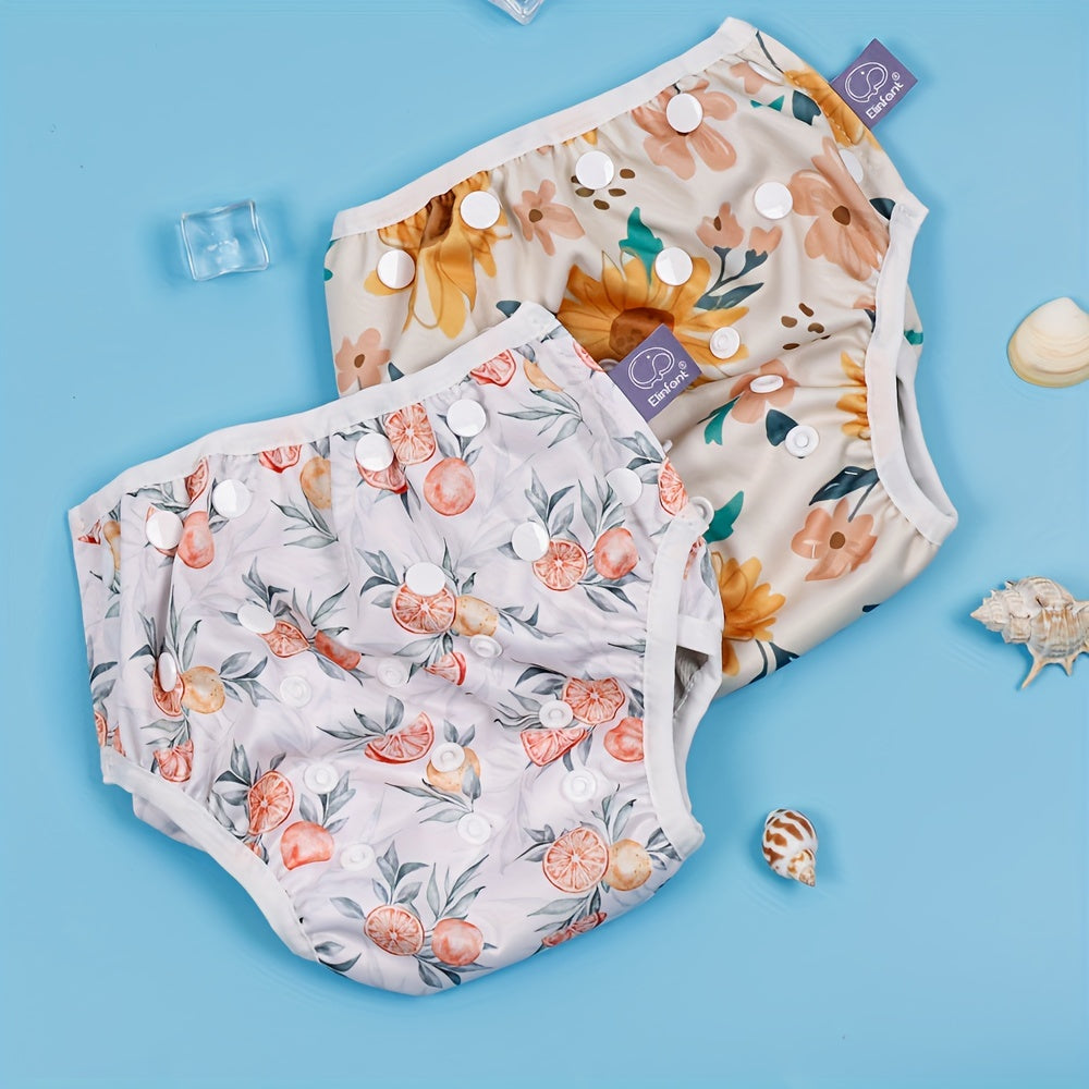 2pcs Rainbow Flower Set Swim Diaper Waterproof Adjustable Baby Swimming Diaper