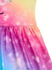 Unicorn Tie Dye Graphic Long Sleeve Dress Girls
