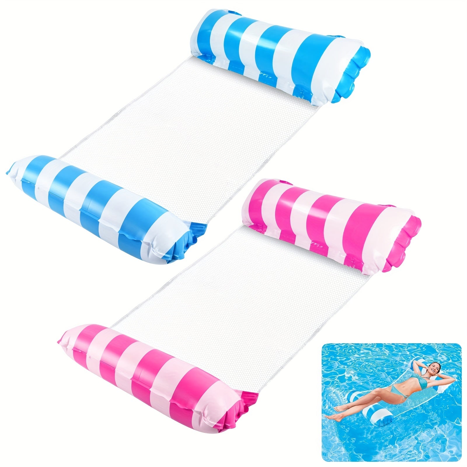 2pcs Inflatable Water Hammock Floating Air Mattress Swimming Bed