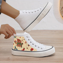 Gingerbread Print Plush Lined Thermal Canvas Sneakers