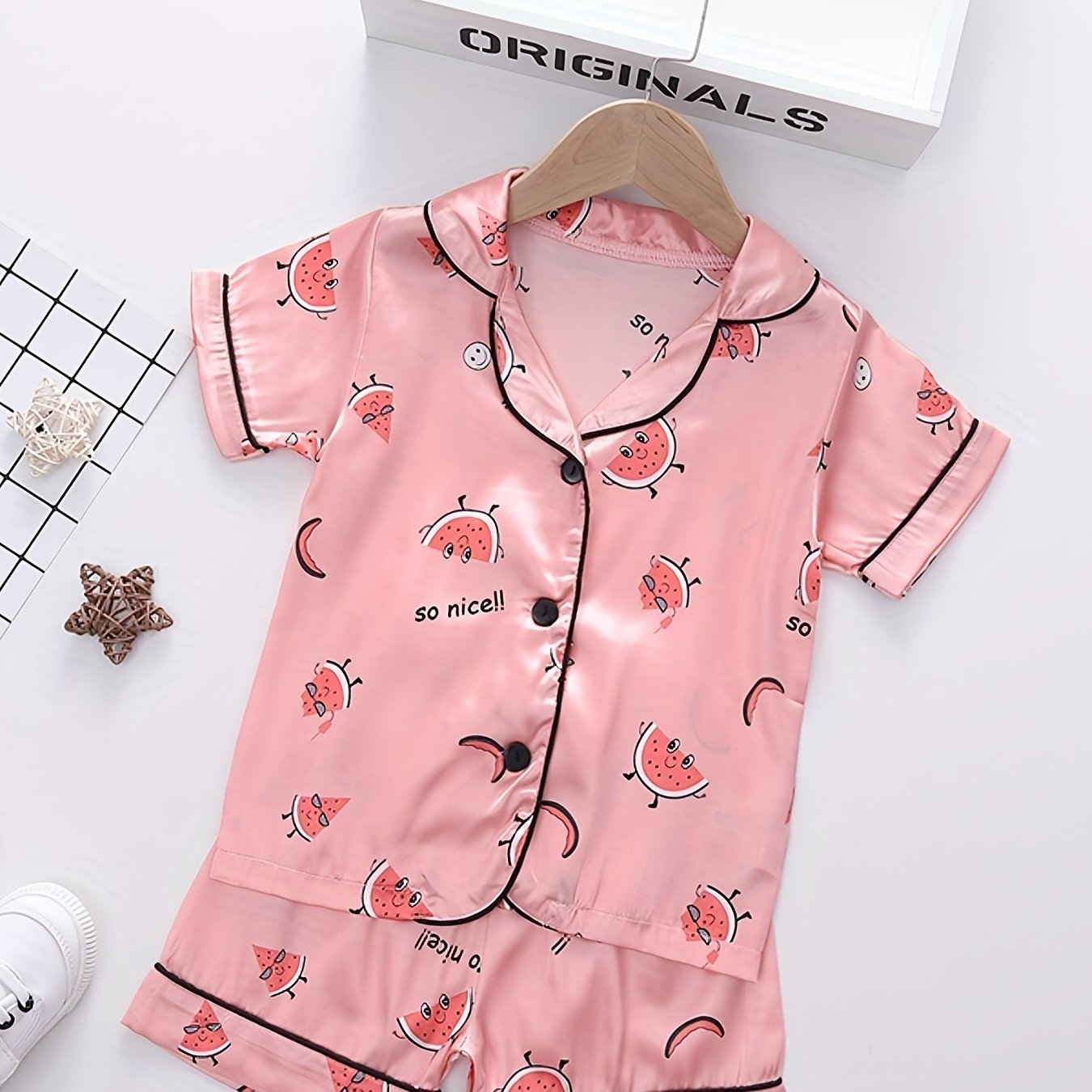 Toddler Girls Watermelon Graphic Pajama Set Short Sleeve Top & Shorts