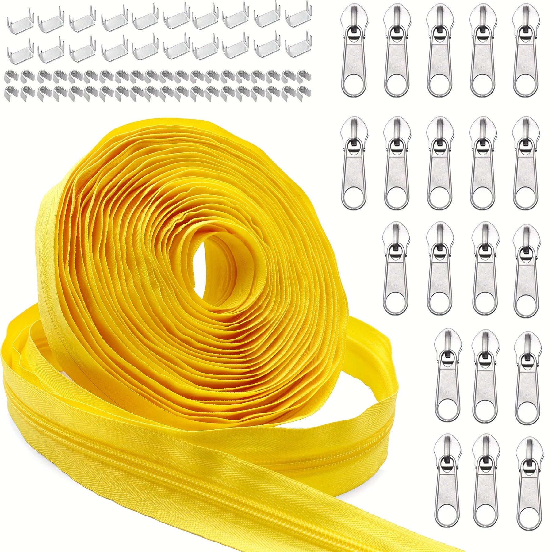 5 Rolls 10 Yards Nylon Coil Zipper By the Yard Continuous Zipper Sliders
