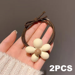 2pcs Flower Hair Ties High Elastic Rubber Hair Band
