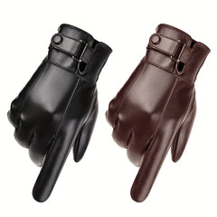 Winter Warm PU Leather Gloves for Cycling Skiing