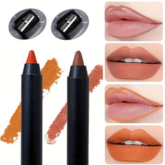 2pcs Dark Brown Lip liner & Matte Lipstick Pen Set with Sharpener