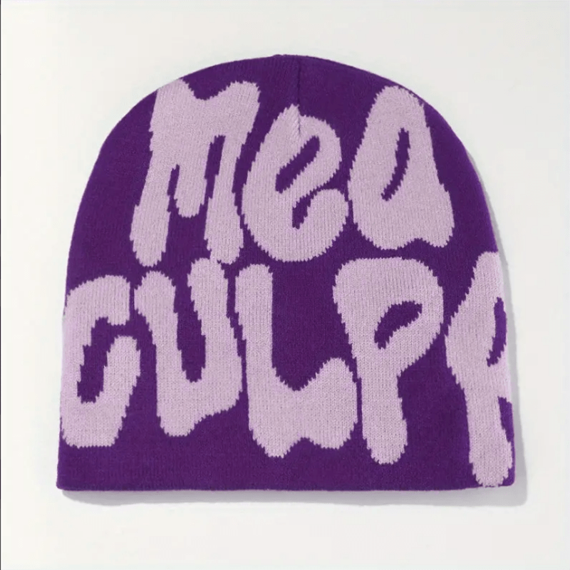 Mea Culpas Casual Men's Jacquard Knitted Hat Y2k Beanie Caps