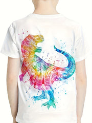 3D Tie Dye Dino Graphic Short Sleeve T shirt For Girls boys Sports Summer