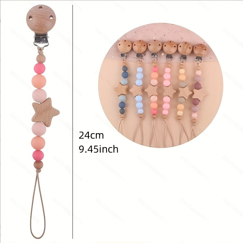 Silicone Pacifier Clip Baby Teething Toys With Star Pattern
