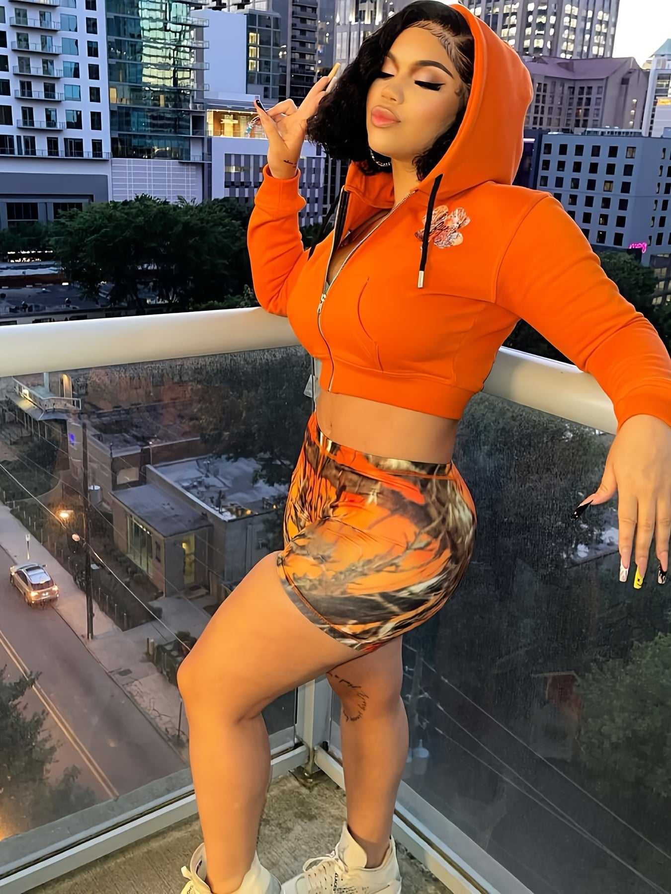 Graphic Print Bodycon Shorts High Stretch Sports Shorts