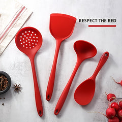 4pcs Silicone Kitchenware Cooking Utensils Set Non-Stick Pot Shovel Spoon