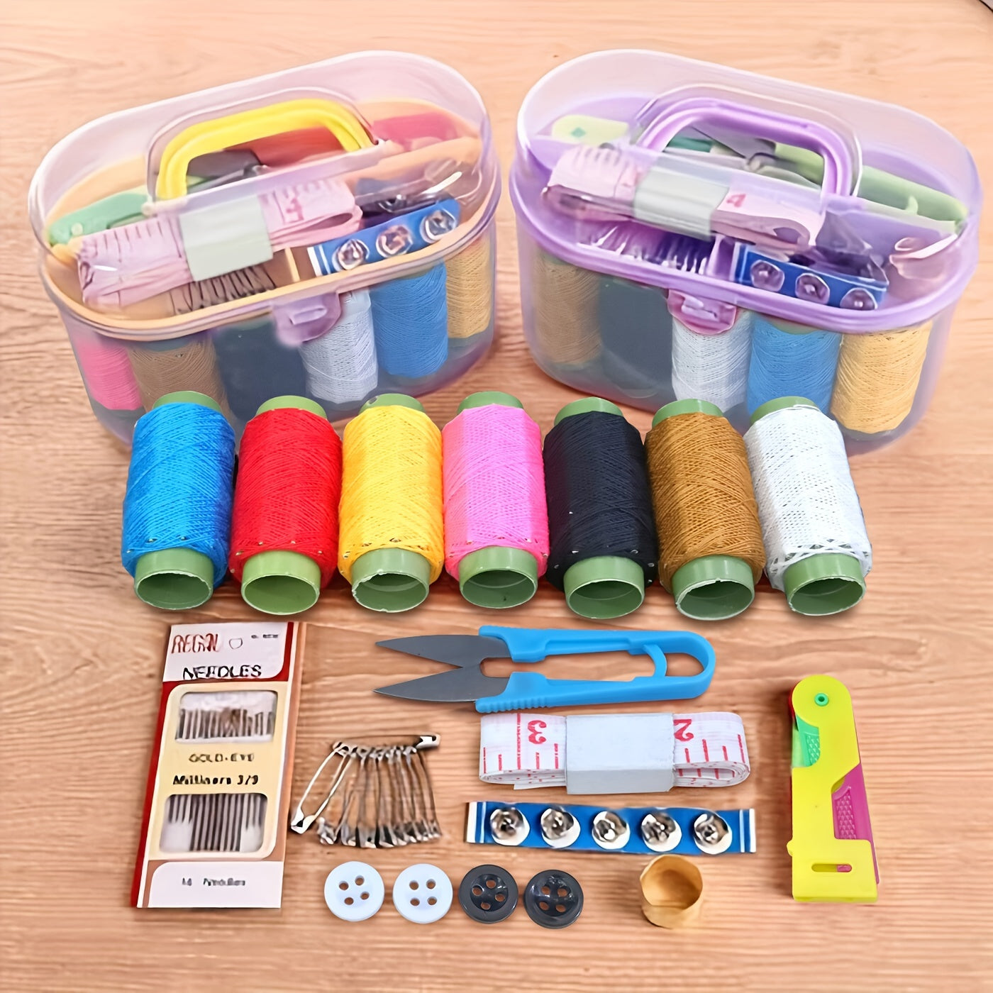 46pc Portable Sewing Kit with Case, Multifunctional Needle and Thread Set