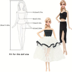5pcs 11.5in Girl Doll Outfit Set Princess Dresses Skirts Casual Wear