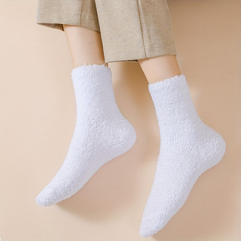 3 Pairs Fuzzy Mid Tube Socks Women's Stockings