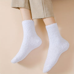 3 Pairs Fuzzy Mid Tube Socks Women's Stockings