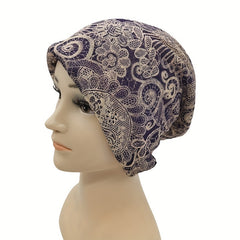 Paisley Print Elastic Beanie Cap Vintage Skull Hat Lightweight Neck Gaiter