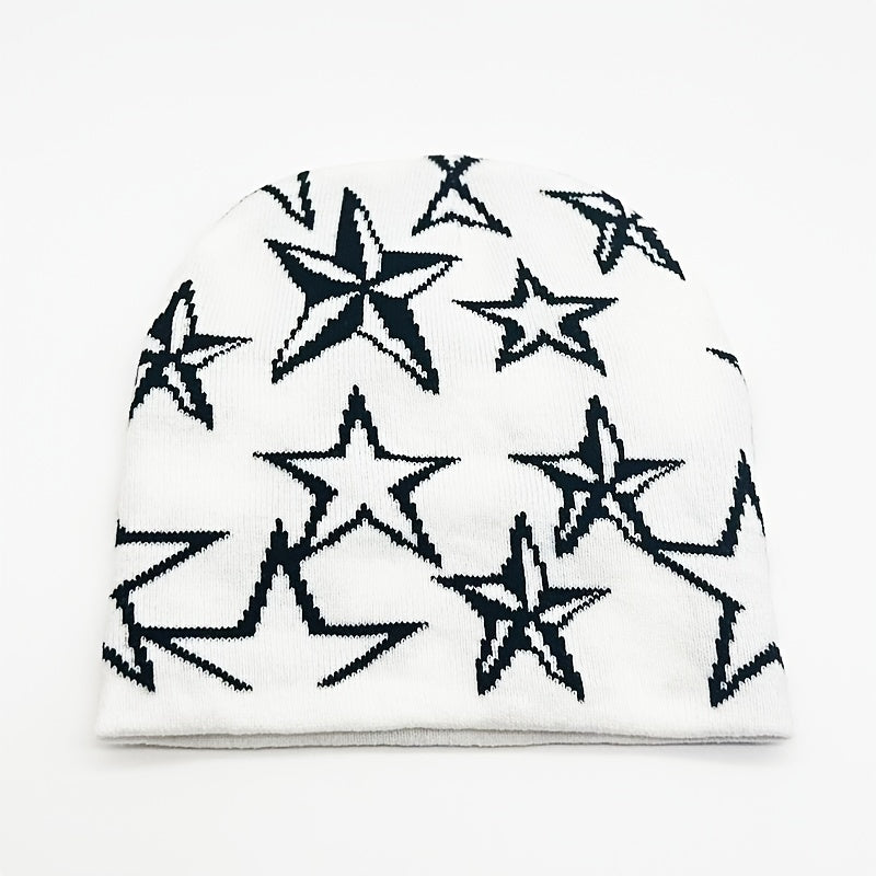Soft Windproof Knitted Beanie Hat Pentagram Pattern Halloween Funny Gift