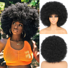 25cm Afro Kinky Curly Wigs - Natural Looking Full Puff Wigs for Party Cosplay
