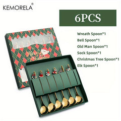 6pcs Christmas Tree Santa Dinnerware Stainless Steel Cutlery Set