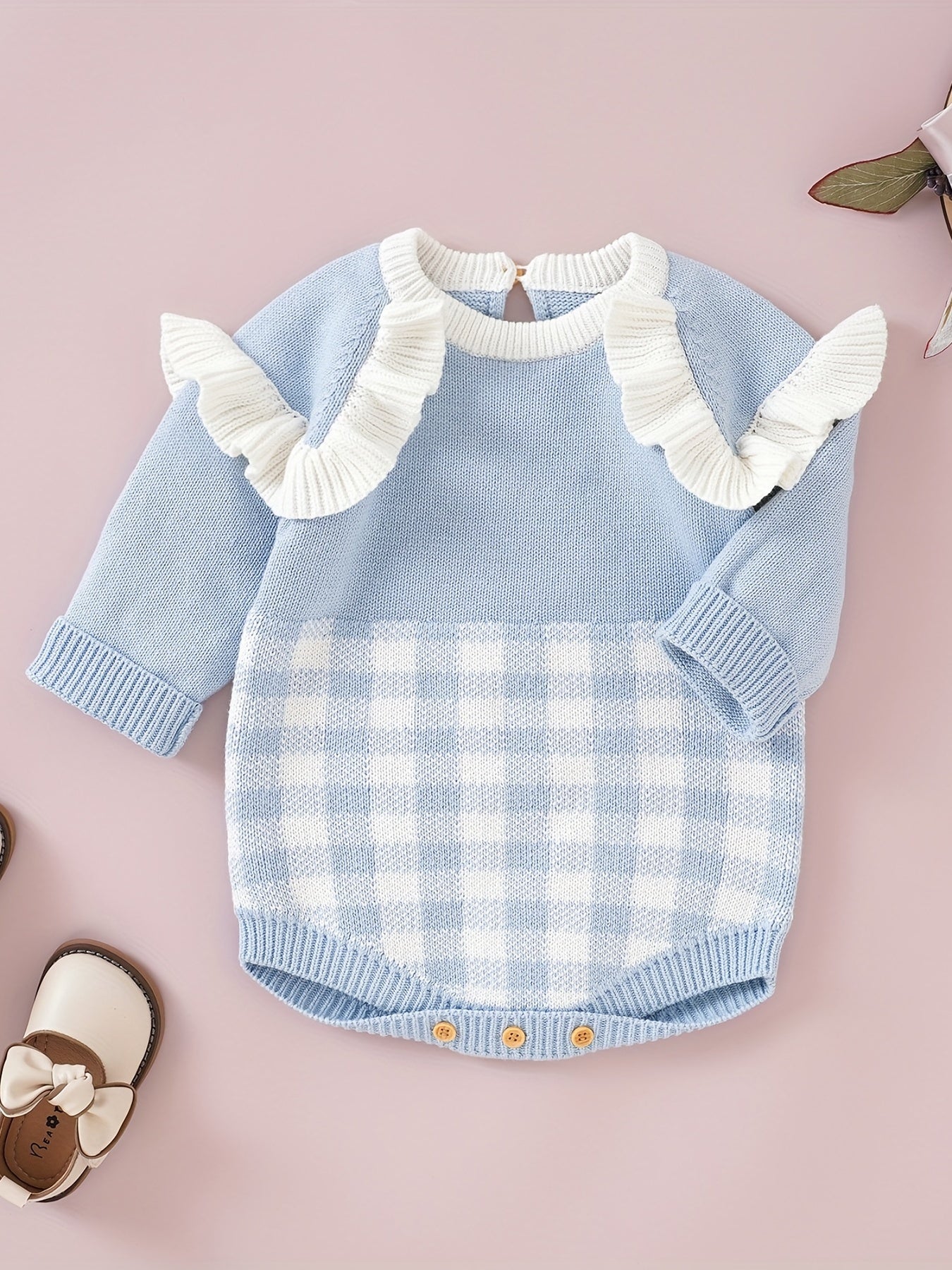 Checkerboard Baby Girls Ruffle Jumpsuit