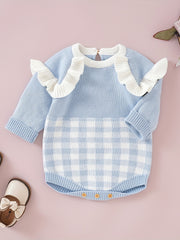 Checkerboard Baby Girls Ruffle Jumpsuit