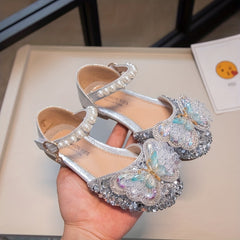 Girls Rhinestone Butterfly Sandals Breathable Lightweight Comfortable Anti Slip
